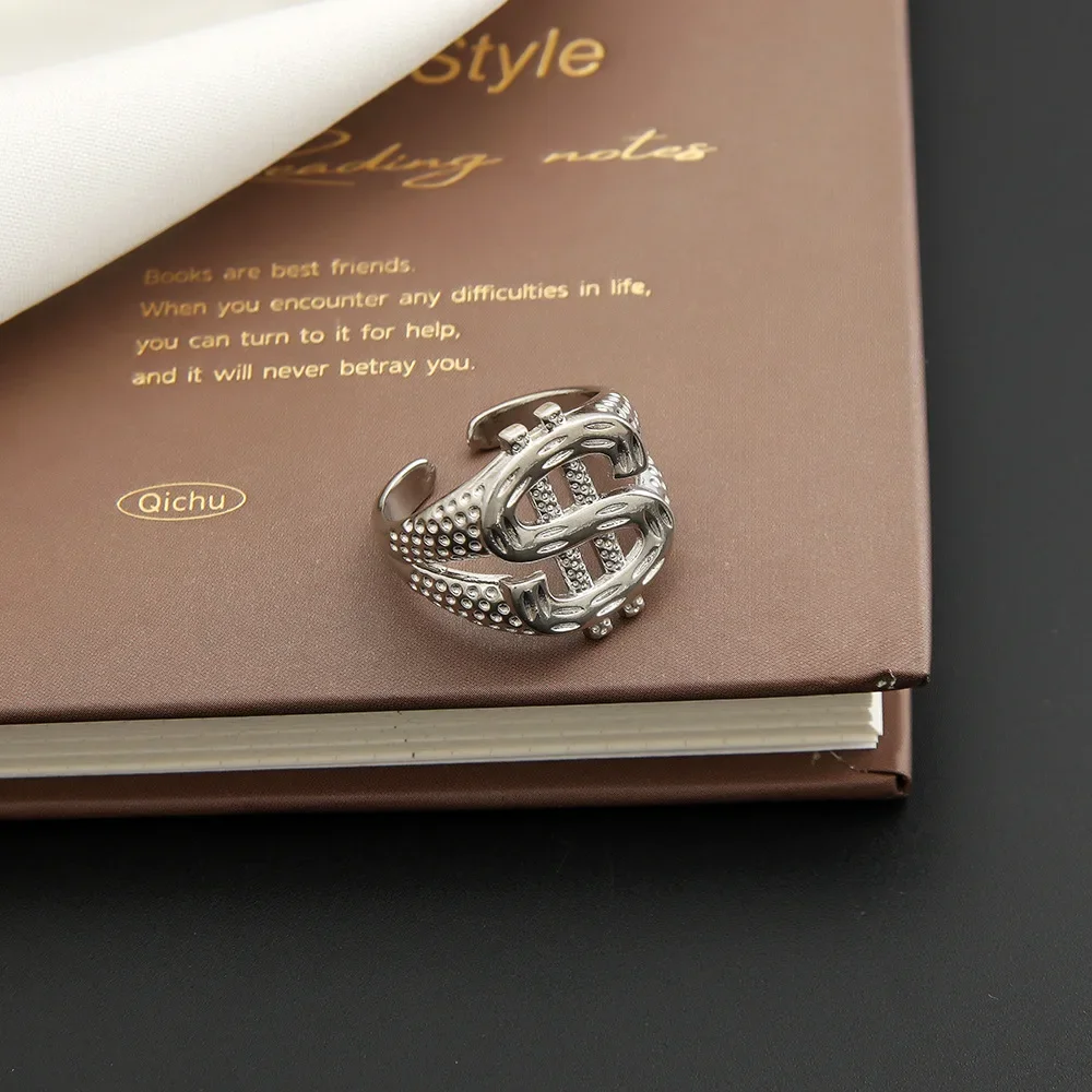 جديد فاخر الذهبي رسالة خاتم الرجال مطلية بالذهب الدولار الولايات المتحدة خاتم الهيب هوب روك حزب التبعي