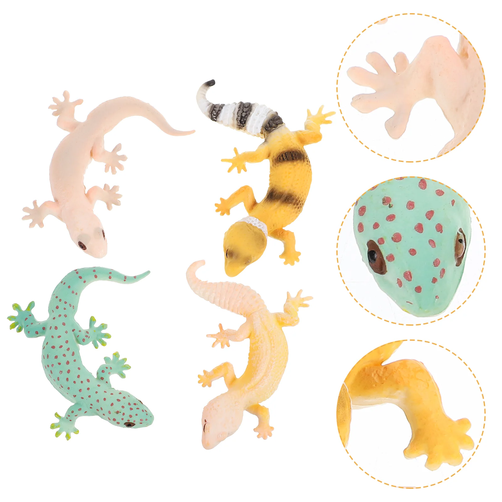 4pcs Mini Gecko Figures Realistic Reptile Gecko Figurines Educational Prop Cognitive Gecko Models Simulation Gecko Figurine