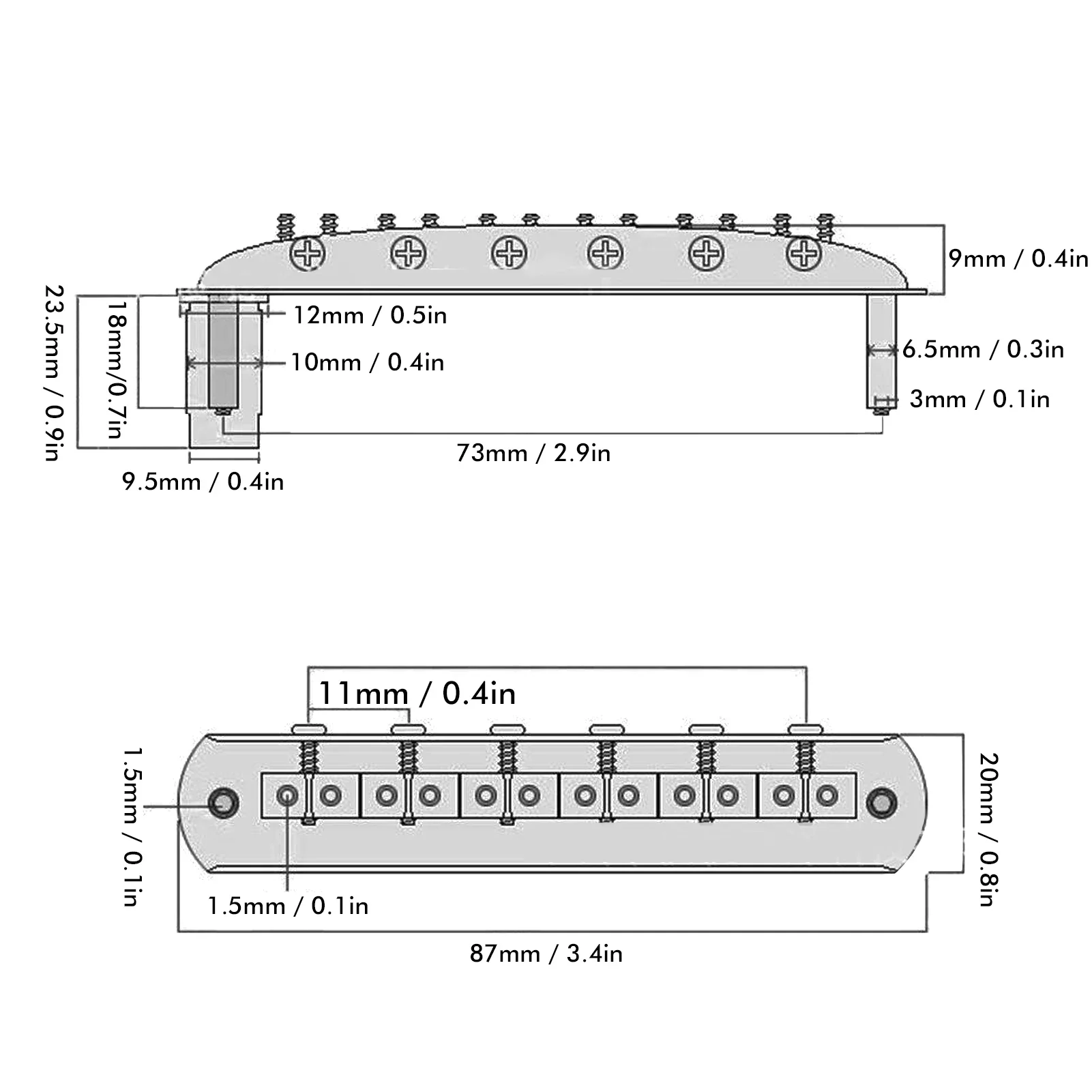 الخيوط السرج جسر الغيتار 6 سلسلة الغيتار سبائك الزنك استبدال الملحقات