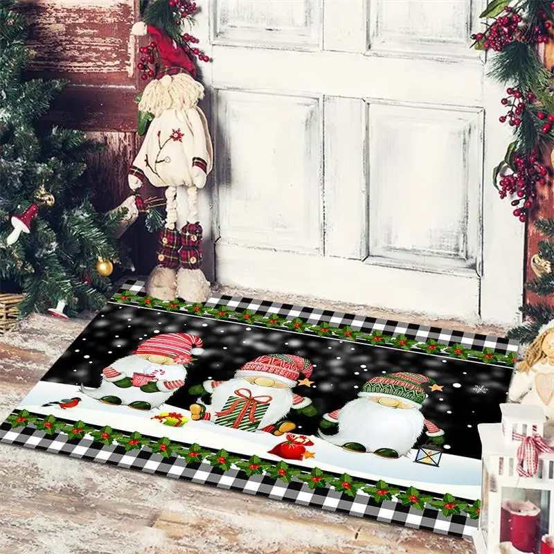 

Merry Christmas Gnome Doormats Xmas Holiday Welcome Floor Mats for Front Door Funny Soft Kids Play Area Rug Home Kitchen Carpets