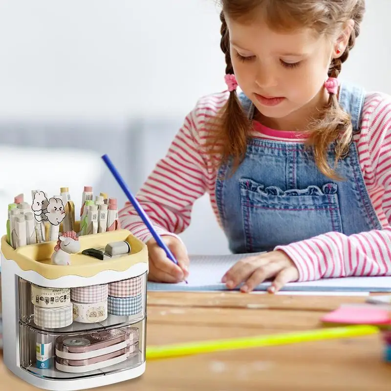 Desk Organizer With Drawers Transparent Drawers Organizer For Desktop Large Capacity Pencil Holder With Multi Grids For Eraser