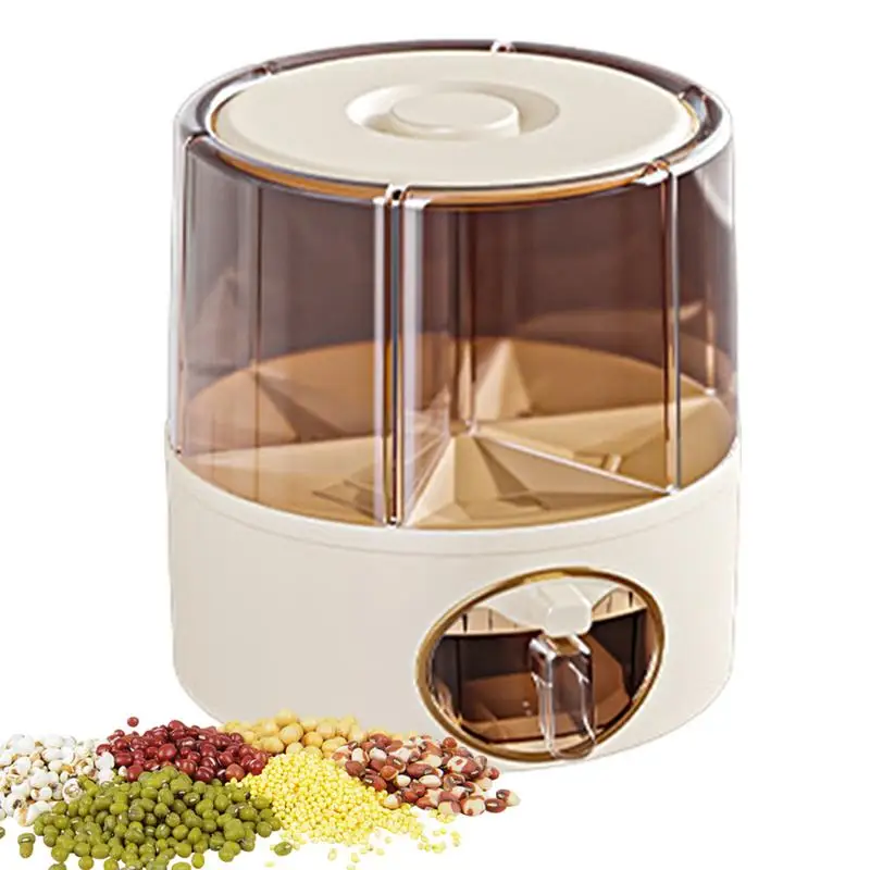 

360 Degree Rotating Rice Dispenser Sealed Dry Cereal Grain Bucket Dispenser Moisture-proof Kitchen Food Container Storage Box