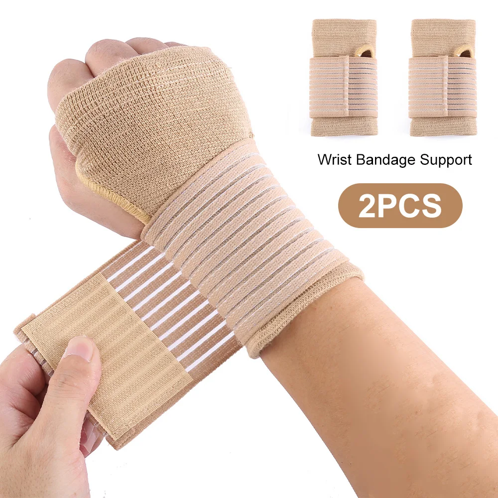 1Pair Elastic Bandage Wrist Guard Support Arthritis Sprain Band Carpal Protector Hand Brace Accessories Sports Safety Wristband