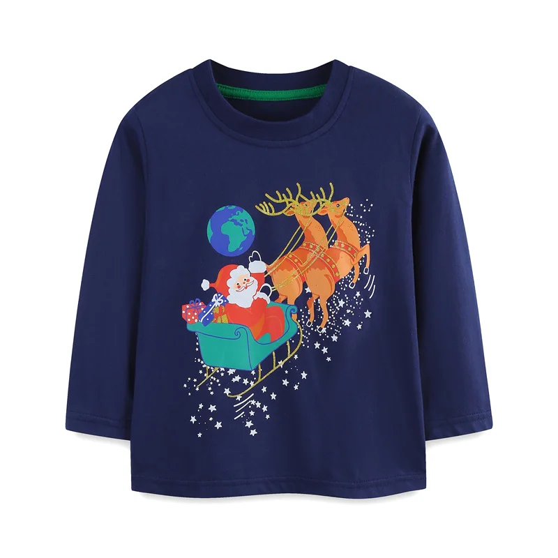 

Long Sleeve Santa Claus Cotton Tshirts 2-7T Boys Tshirts For Autumn Spring Children's Clothes Baby Blouse Kids Fashion Tops