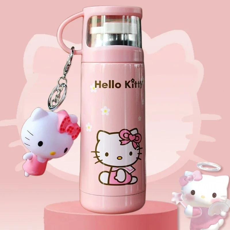 Hello Kitty Anime Peripheral Kawaii Cute Cartoon Water Bottle Creative Water Cup with Cover Children\'s Thermos Cup Holiday Gift