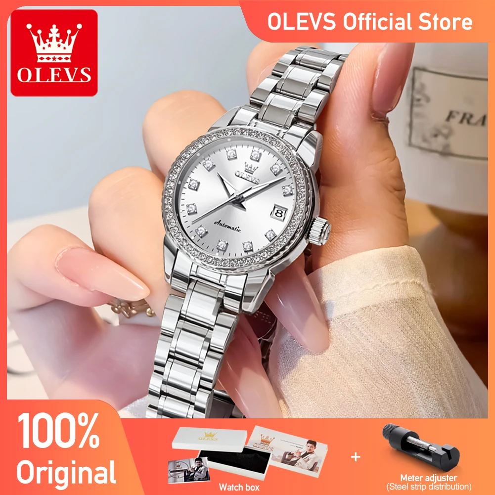 

OLEVS 7003 Womens Watches Fashion Elegant Original Automatic Mechanical Date Watches For Woman Diamond Waterproof New Color