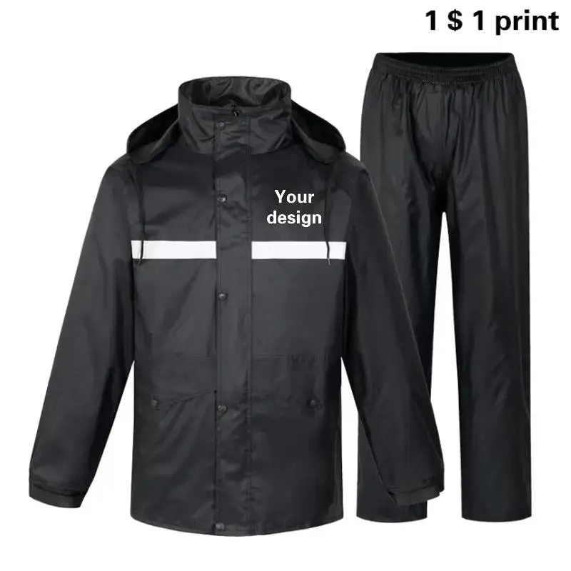 Reflective Raincoat Rain Pants Suit Traffic Sanitation Patrol Split Safety Waterproof Poncho Rain Gear Raincoat Customized Logo