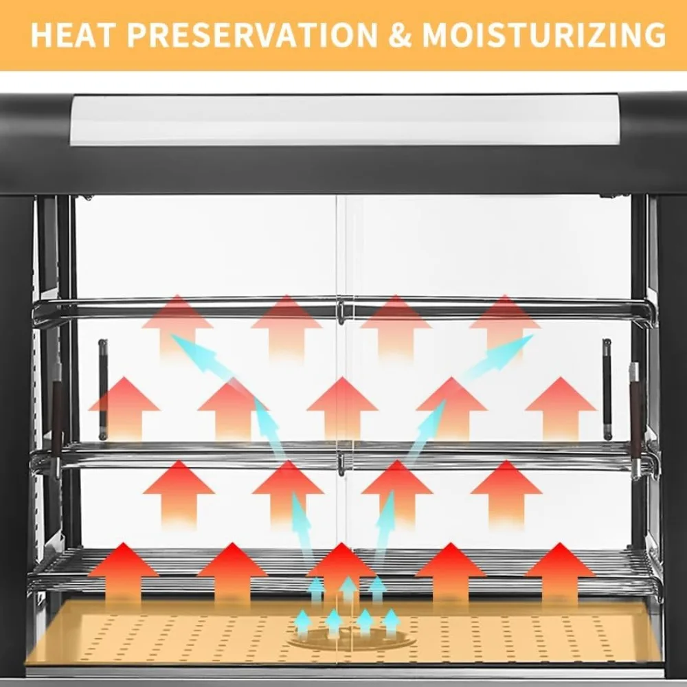 Pastry Display Case, Food Warmer Display Cases, 3-Tier 27