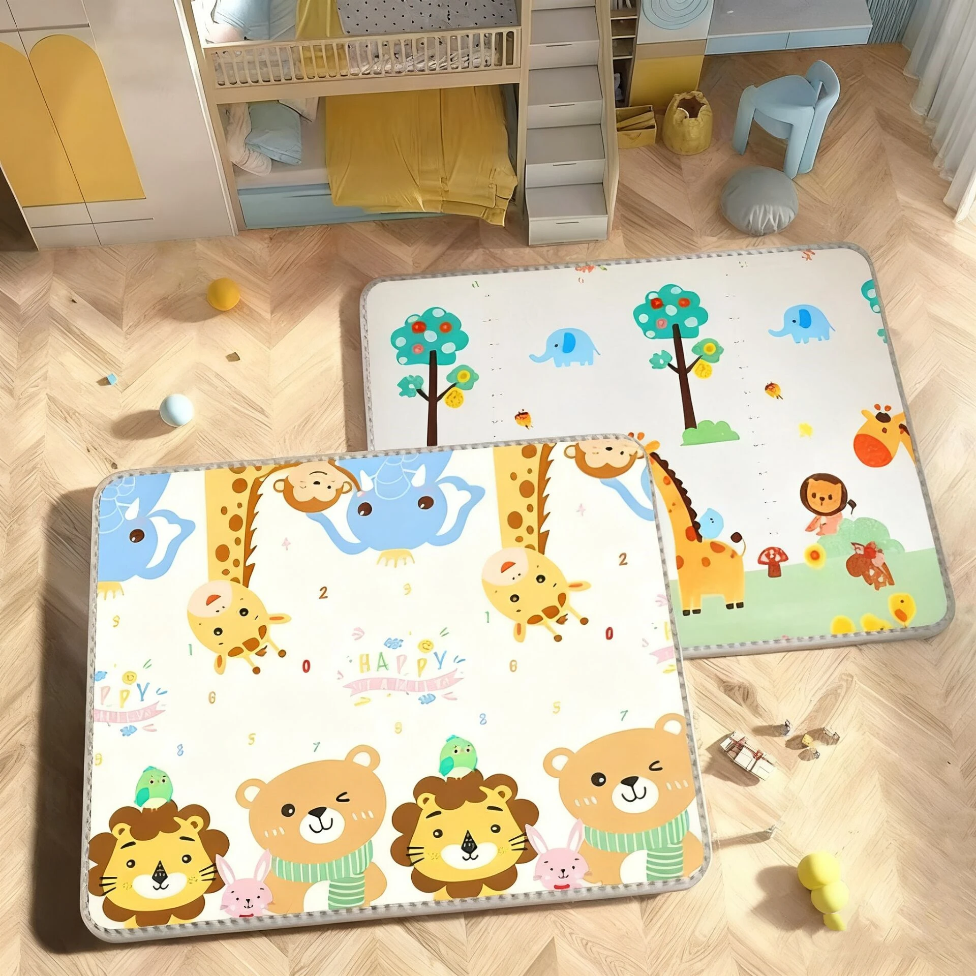 Thick 1 Cm Large Size Play Mat for Children's Safety Mat EPE Environmentally Friendly Baby Crawling Play Mats Folding Mat Carpet
