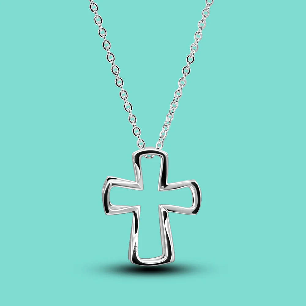 

Classic Women's 925 Sterling Silver Necklace Cross Pendant Rolo Chain 16-20 Inch Birthday Gift Jewelry