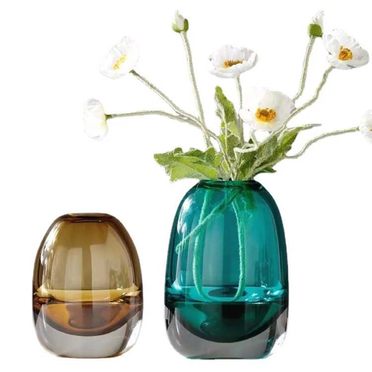 

Simple and high-end light luxury flower ware, crystal transparent glass, living room decoration handicrafts, mini vase ornament