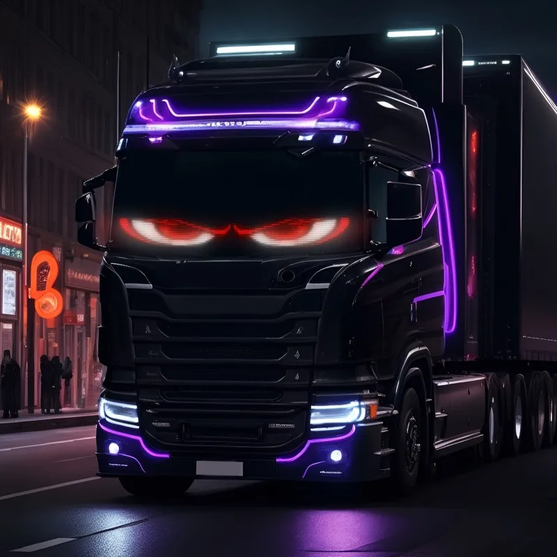 

Demon Eye LED Lights Trucks - Dynamic Eye-Shaped Display Decal Vehicle-Mounted Emoticon Sticker Animated Faces Car & Truck Decor