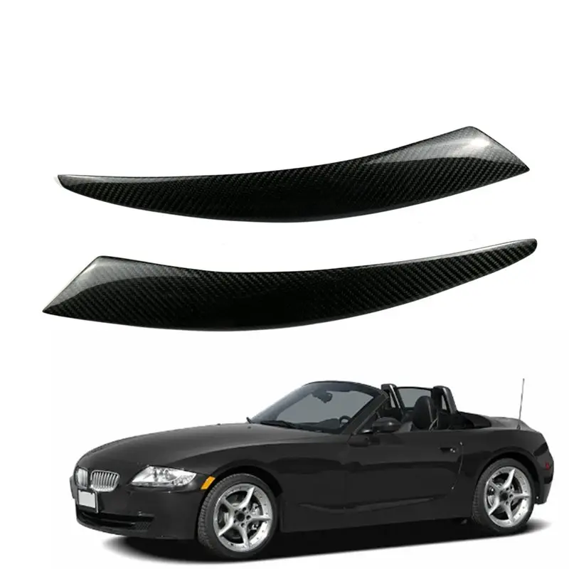 Car Front Headlight Eyebrow Head Light Eyelid Eyebrow Carbon Fiber Trim For Bmw Z4 E85 2002-2008