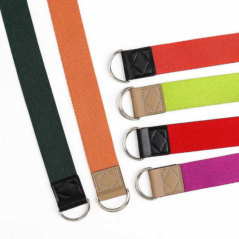 حزام رعاة البقر الكاجوال ، حزام قماش ، مشبك حلقي مزدوج ، جودة ، لون خالص ، بسيط ، طلاب ، تدريب ، رعاة البقر ، حزام