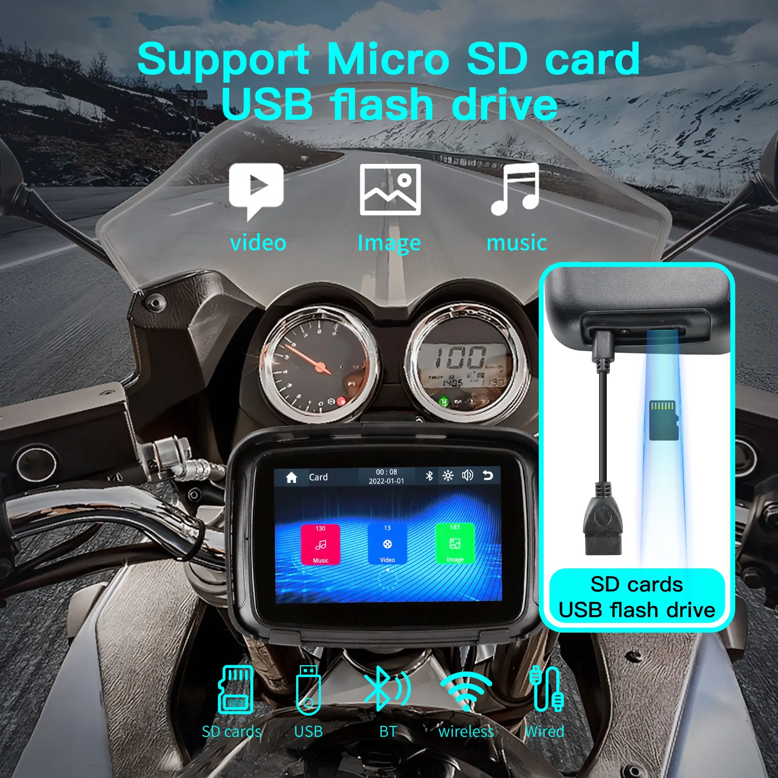 Motorcycle Accessories For carplay motorcycle IPX7 Waterproof Monitor GPS Navigation carplay moto Linux System LCD display