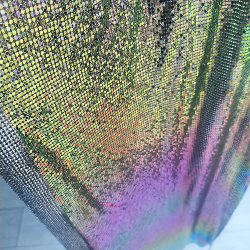 45*30CM Bling Metal Mesh Fabric Metallic Cloth Sequin Sequined Fabric DIY Doll Belt sewing cloth dress Home Decoration Curtain