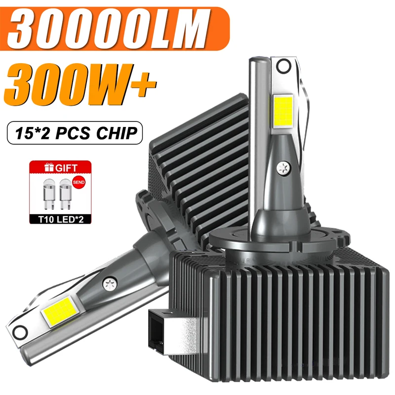 

D1S D3S LED Headlights HID D2S D4S D5S D8 Turbo LED 30000LM 300W Two-sided CSP Chip 6000K Plug&Play Car Lamp Xenon HID
