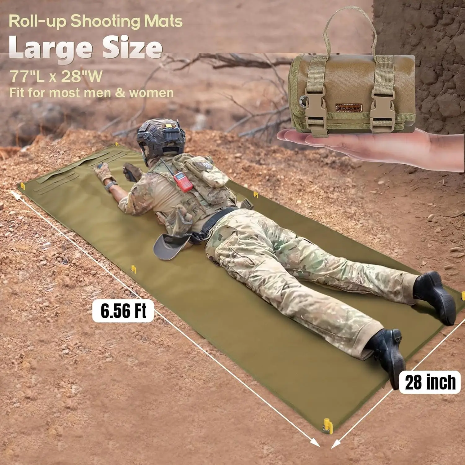 سجادة رماية محمولة 4 في 1 + حقيبة حزام صيد - حقيبة ألعاب الطيور، جيبين على شكل قذيفة، وسادة قابلة للطي مقاومة للماء غير قابلة للانزلاق لـ Rif