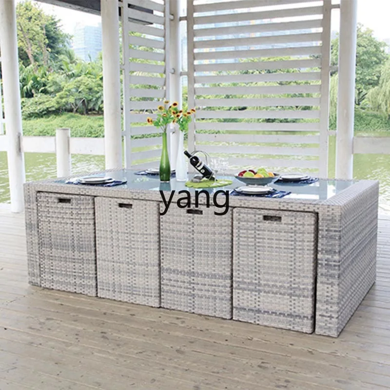 LH Outdoor-Rattanstuhl, Kombination aus Rattan-Balkon, Freizeittisch und Stuhl