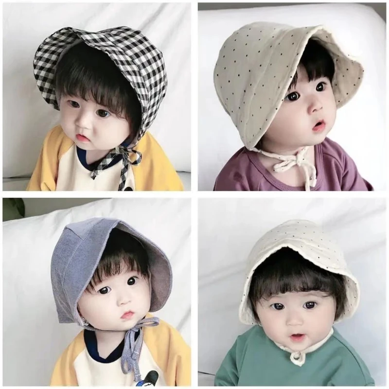 Multi-pattern Design Baby Hat Brimmed Sun Bonnet Cotton Toddlers Sun Hat Infant Boys Girls Beanie Caps Baby Shower- Gift QX2D