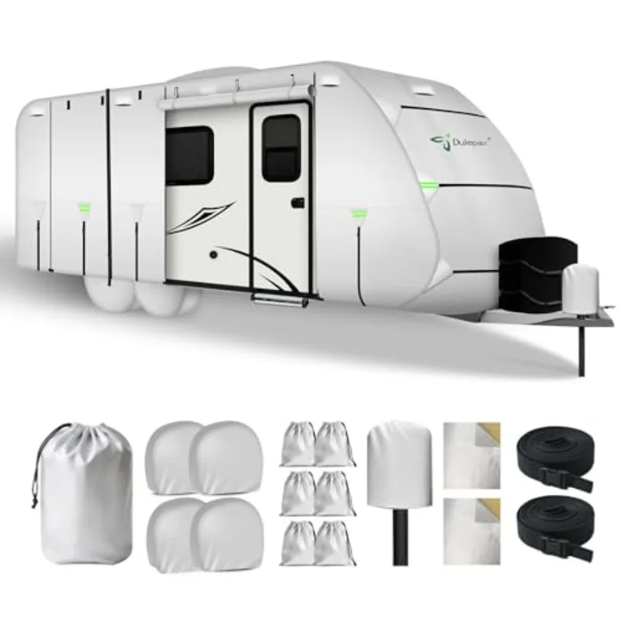 

Oxford RV Cover 20'-22' Travel Trailer Cover, Waterproof 420D Oxford Fabric, Gray, UV-Resistant Ripstop Weatherproof Protection