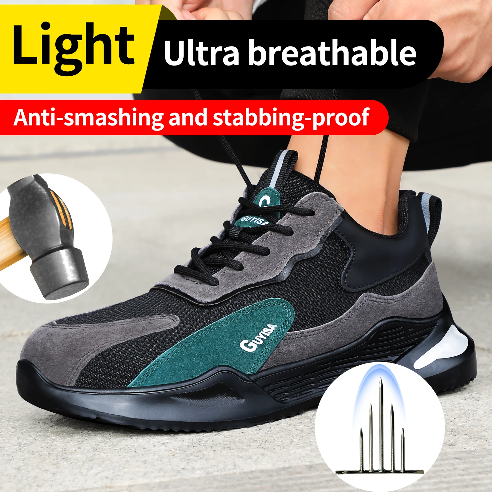 Men\'s Safety Shoes Anti-impact Anti-puncture Light Breathable Durable Factory Construction Site Security-protection Shoes