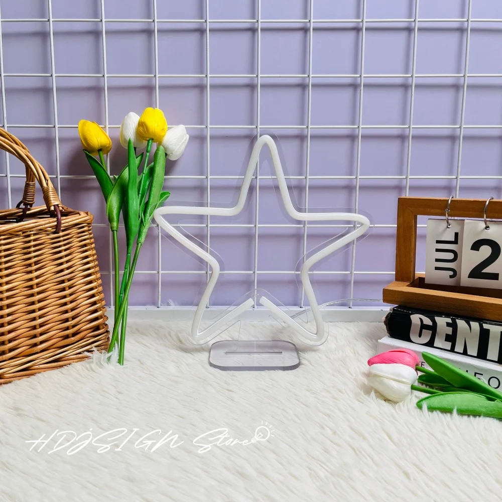 Star Neon Sign Led Lighting Night Light Decor Table Led Sign USB Led Neon Bedroom Home Room Decor Dream Led
