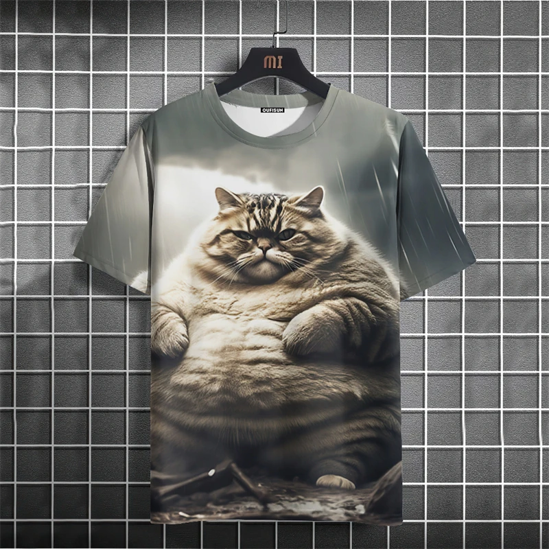Cute Fat Cat Graphics T-shirts Summer Fashion Short Sleeve 3D Funny Animals Printed T Shirts Trend Streetwear Casual Loose Tees image 5