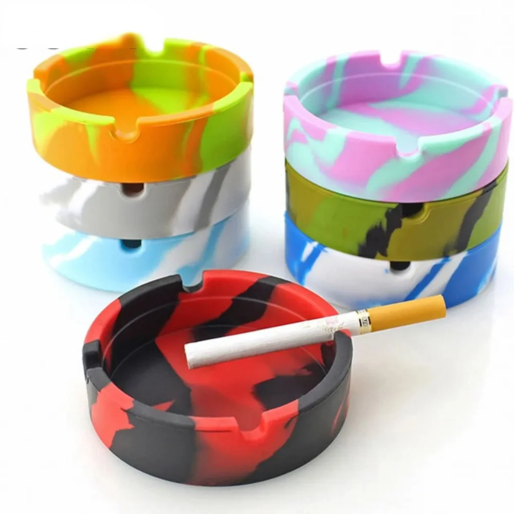 

JJYY Silicone Fluorescent Ashtray Drop-proof Round Colorful Cigarette Holder Silicone Glow-in-the-Dark Ashtray Cupholder ashtray