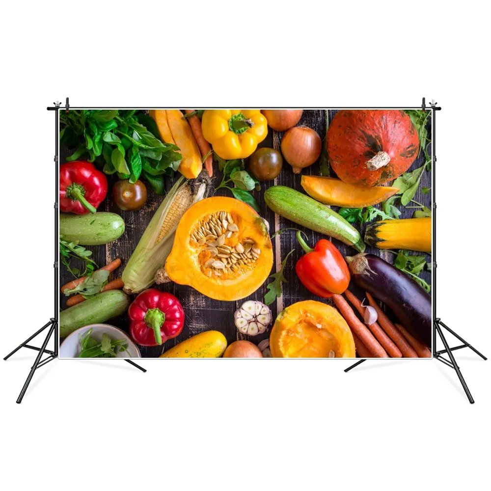 Harvest Vegetables Photography Backgrounds Farm Pepper Garlic Celebration Party Banner Backdrops Photographic Portrait Props