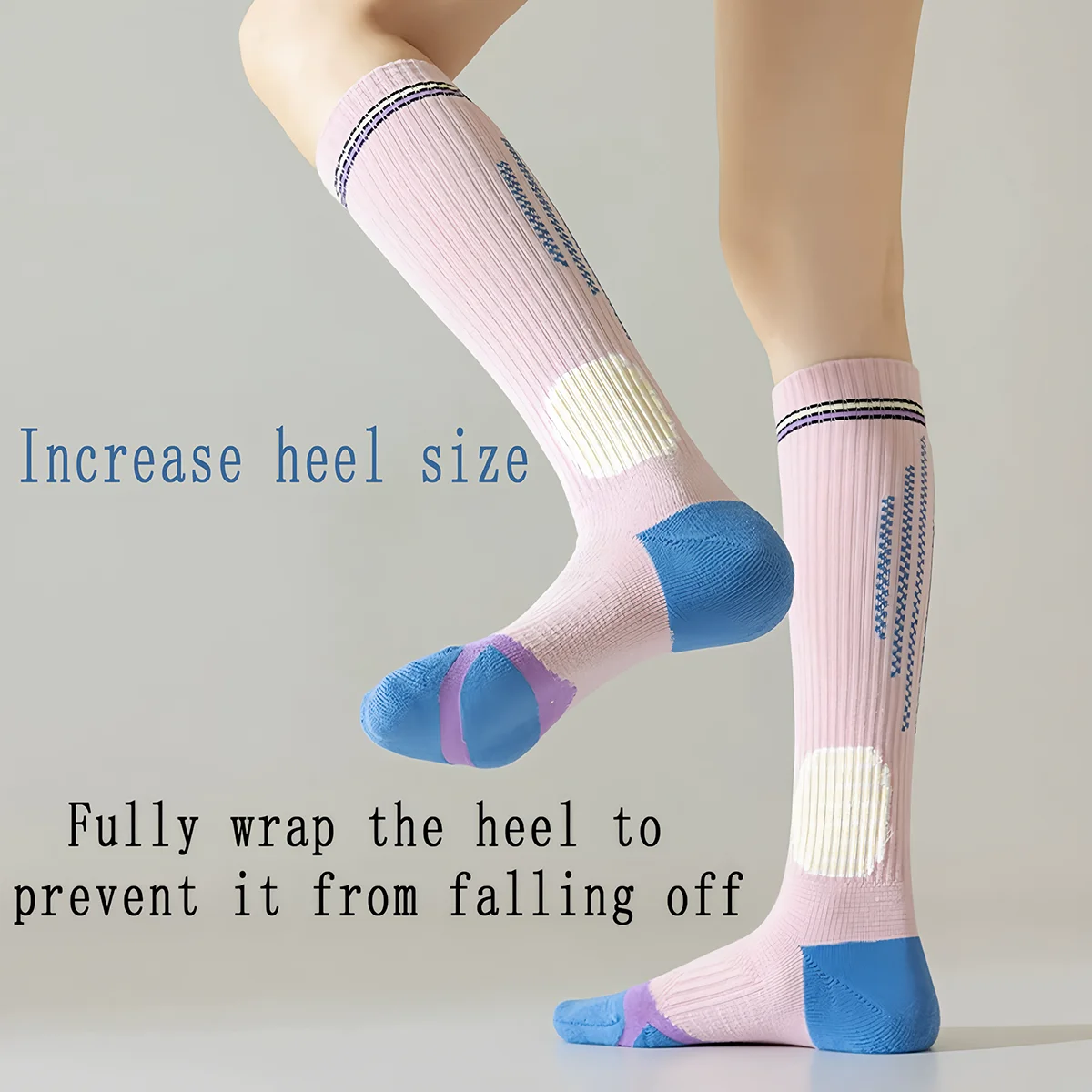 Chaussettes de sport pour femmes, chaussettes de pression de fitness professionnelles à tube long, adaptées aux chaussettes de mollet pendant l'exercice, chaussettes élastiques