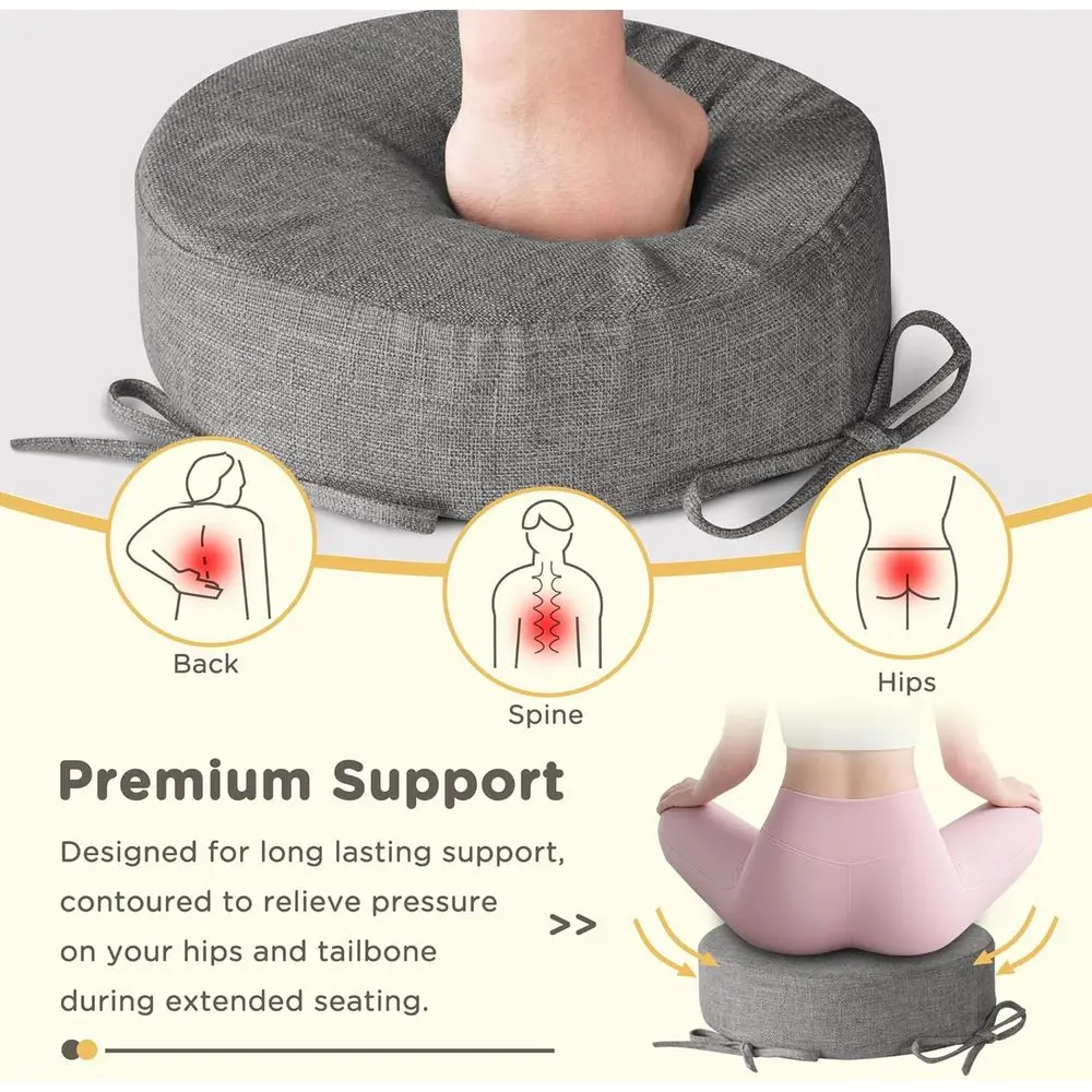 4-Pack 12 Light Grey Round Chair Seat Cushions, 3 Thick, Non-Slip, Machine Washable Bistro Bar Stool Pads