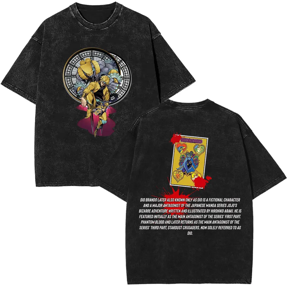 خمر غسلها أنيمي جوجو غريب مغامرة تي شيرت محمد أفول الجرافيك تي شيرت الرجال النساء القطن عادية المتضخم تي شيرت