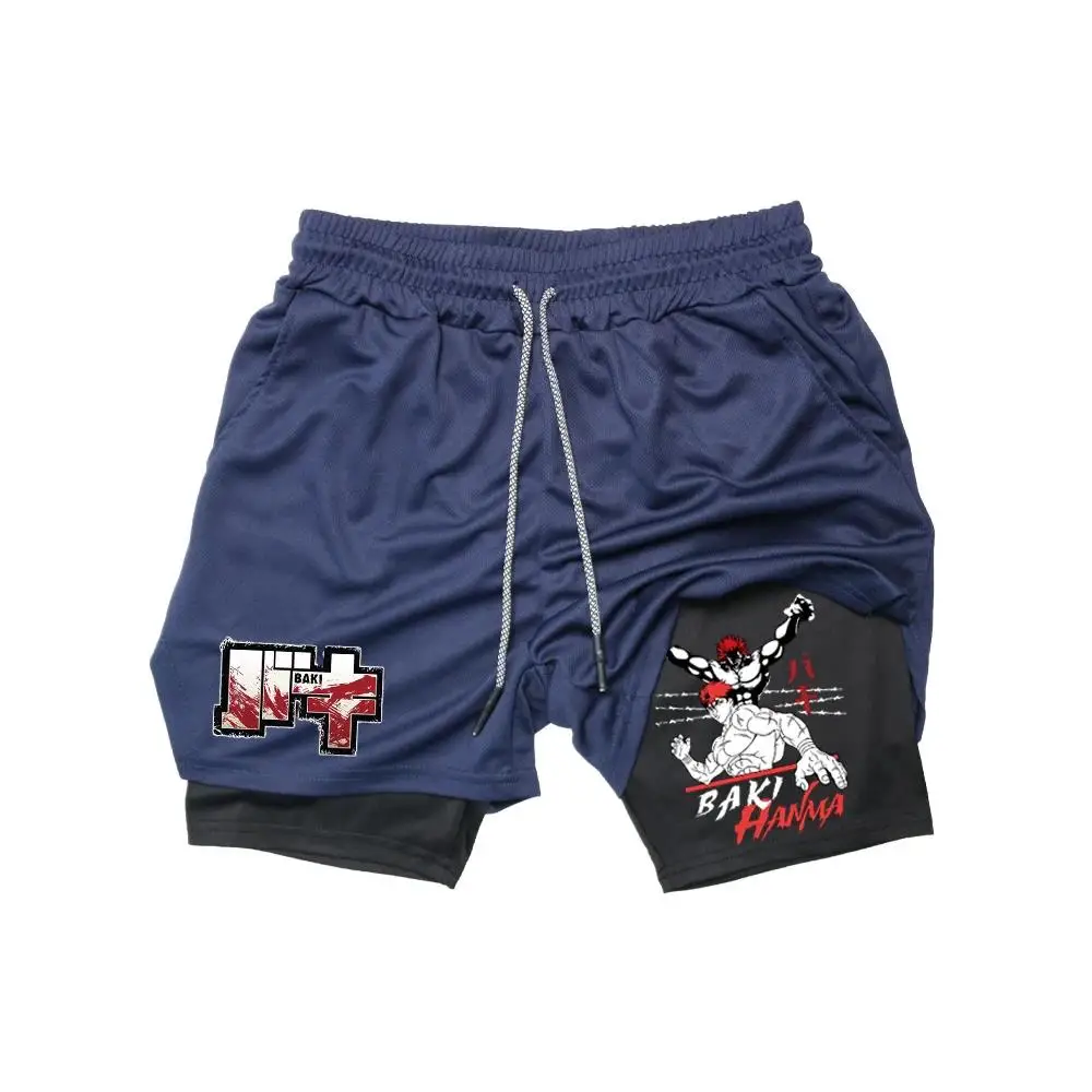 

Мужские двухслойные шорты с несколькими карманами, спортивные дышащие шорты для фитнеса, повседневные летние брюки с принтом