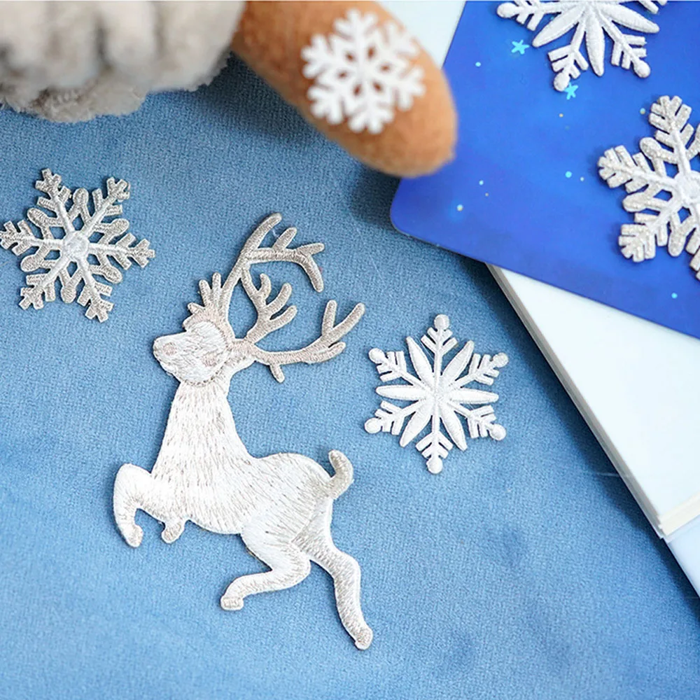 Snowflake Self-adhesive Embroidery Patches For Clothing Kids DIY Applique Scratch Patch Decorative Pphone Case Bag Badges