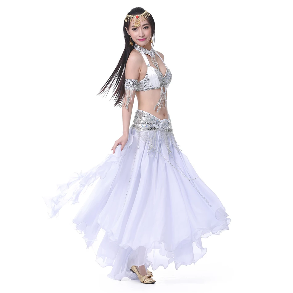 Belly Dance Skirt Chiffon Curled Leaf Double Slit Ear Skirt Gauze Skirt High Slit Skirt For Adult Women Performance Practice