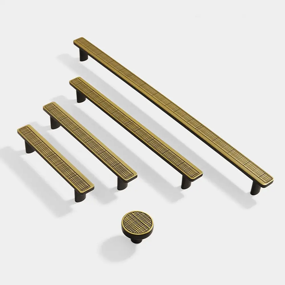1Pcs New T Bar Drawer Knob Multi-size Grid texture Cabinet Handle Vintage Drawer Pull Drawer