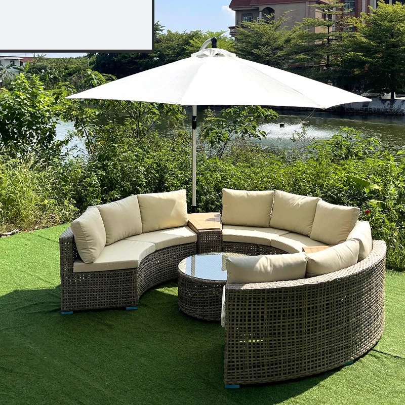 

Открытый сад, вилла, бассейн, простой плетеный ротанг, круглый диван из алюминиевого сплава, открытый сад, двор, кресло для отдыха