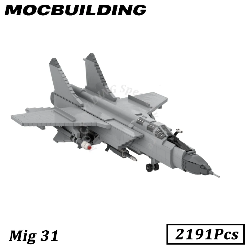 Mig 31 Aircraft Fighter Jet Plane Model MOC Building Blocks Display Construction Brick Toys Gifts Christmas