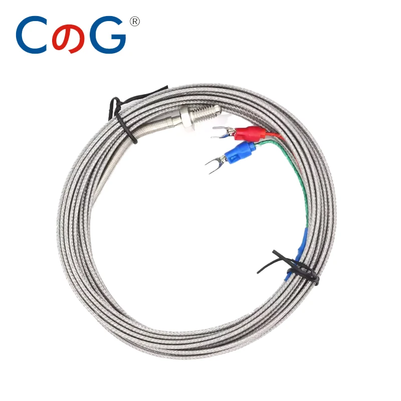 CG M6 Screw Temperature Sensor K/J/E/PT100 Type Thermocouple RTD 0-600℃ WIre 1/2/3M for Industrial Temperature Controller