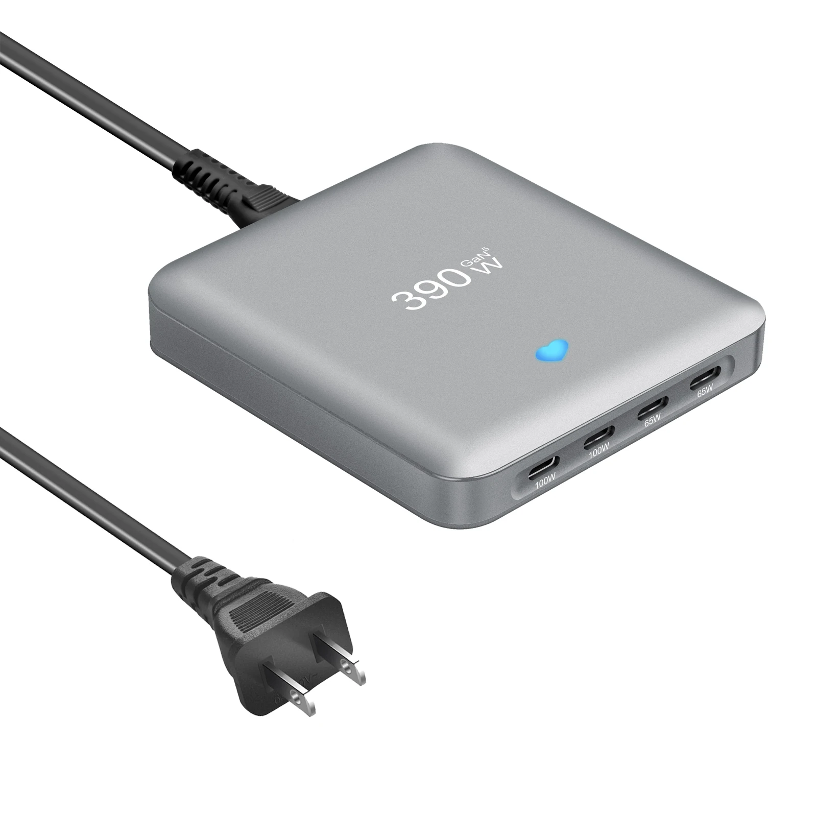 

390W Desktop Fast Charging Station PD 100W USB Type C 6-Port GaN Charger for iPhone Samsung Xiaomi Phone Tablets