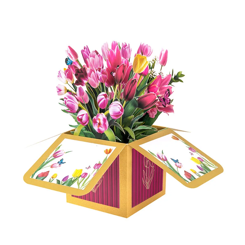 

2Pcs 3D Flowers Bouquet Pop Up Card for Mother's Day Birthday Anniversary Thanksgiving Greeting Cards All Occasions