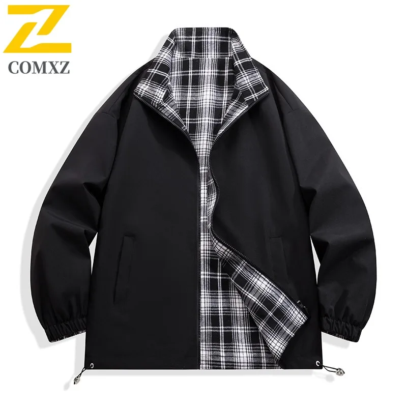 Mens Vintage MA-1 Bomber Jacket Spring Autumn Stand Collar Waterproof Windproof Loose Fit Baseball Coat Military Style Outerwear