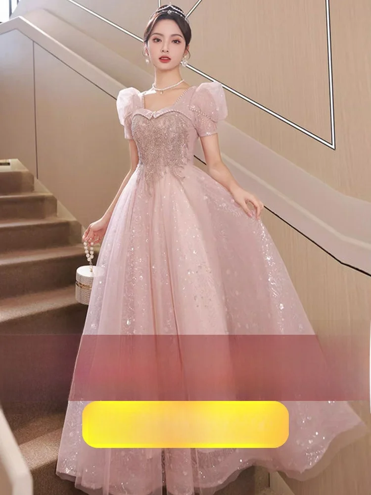 

plus Size Pink Evening Gown Women's High-End Sensation Year Conference Host Luxury Small Audience High-End Princess Voice Art...