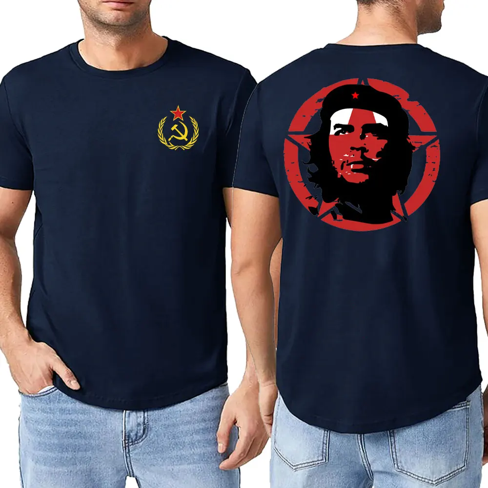 HAMMER AND SICKLE Fitted Greeting Card Shirts Men's Red Tshirt Classic Alberto Korda Image Che T-shirts Men Gifts Cotton Tee Top