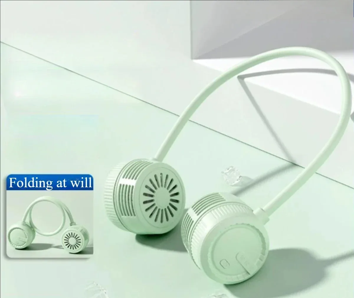 مروحة رقبة محمولة بدون شفرات بدون استخدام اليدين، 3 سرعات قابلة لإعادة الشحن يمكن ارتداؤها، 360 درجة °   قابل للانحناء للسفر والمكتب وصالة الألعاب الرياضية للرجال والنساء