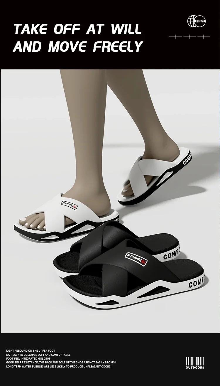 SHAJI Herren Kreuzriemen-Sandalen mit Offener Zehenpartie, Rutschfeste Bade- und Duschpantoffeln für Strand, Schwimmen & Outdoor-Spaziergänge, Modische Fußbekleidung – Detail 6