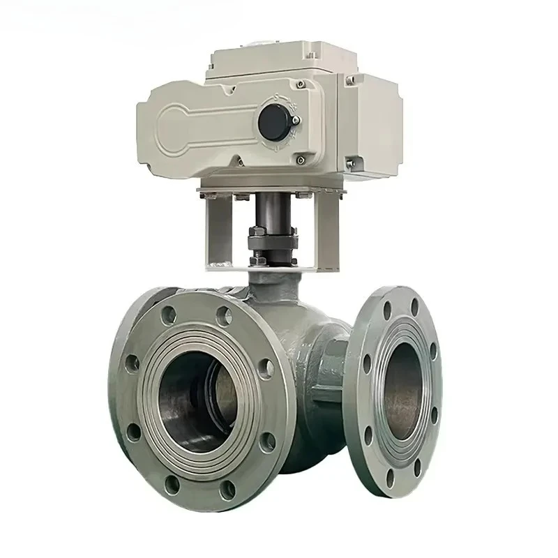 

2026-DN65 Electric 3-way Flange Ball Valve Cast Steel T/L-type Reversing Cut-off Diversion Regulating Flow Electric Ball Valve