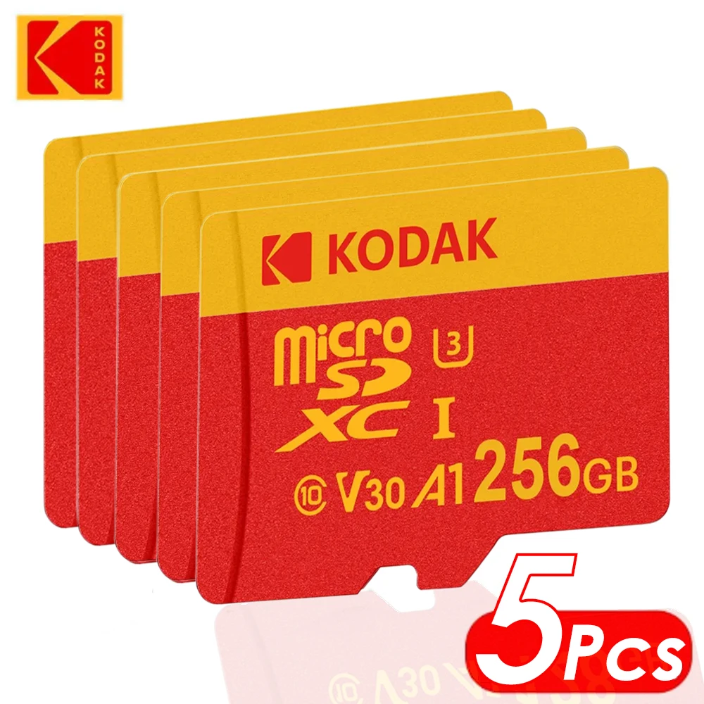 5Pcs KODAK MicroSD Card Memory Card Class10 U3 4K High Speed Flash Memory TF Flash Cards for Phone Tablet Camera Laptop