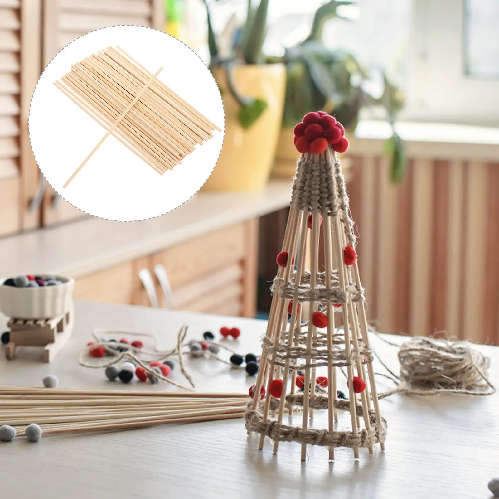 

50 Pcs Mini Wood Stick Craft Rods for Crafts Diy Sticks Decorative Stickss Kite